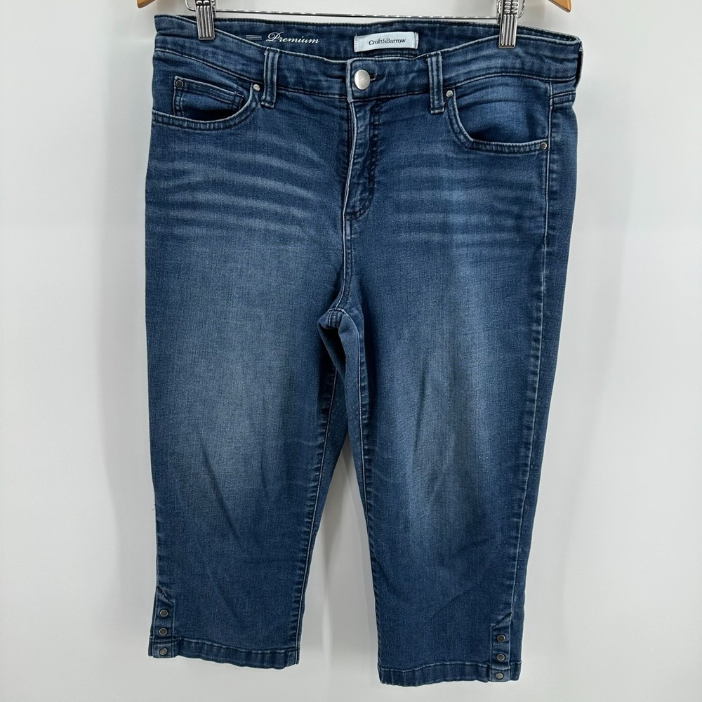 Croft & Barrow Capri‎ Jeans Womens 12 Blue Denim Medium Wash Stretch Comfort